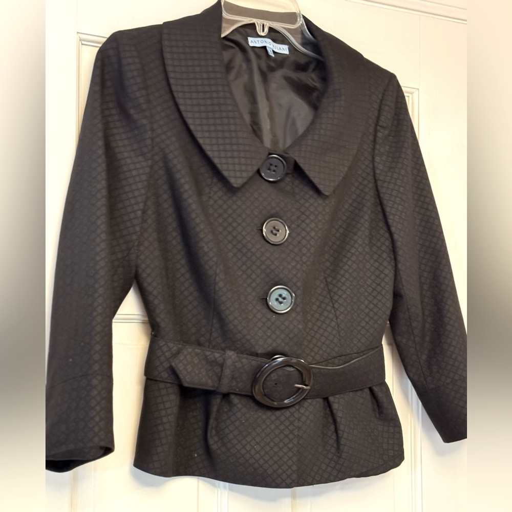 Alfani Women's Textured Black Belted Jacket